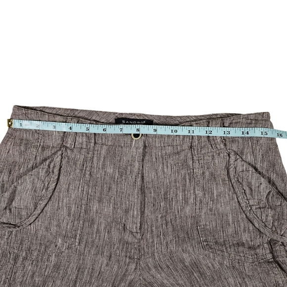 Sandro Sportswear Linen Blend Straight Leg Capris, Brown, Size 10 - Picture 9 of 12